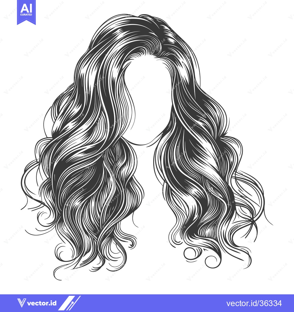 Premium Vector of An elegant illustration depicting long flowing wavy hair style