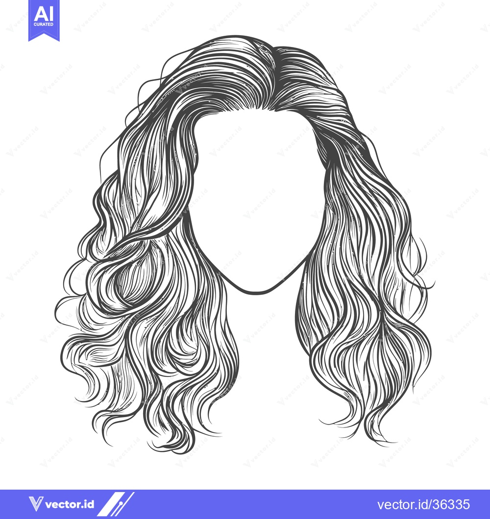 Premium Vector of A detailed illustrated depiction of wavy and flowing female hair