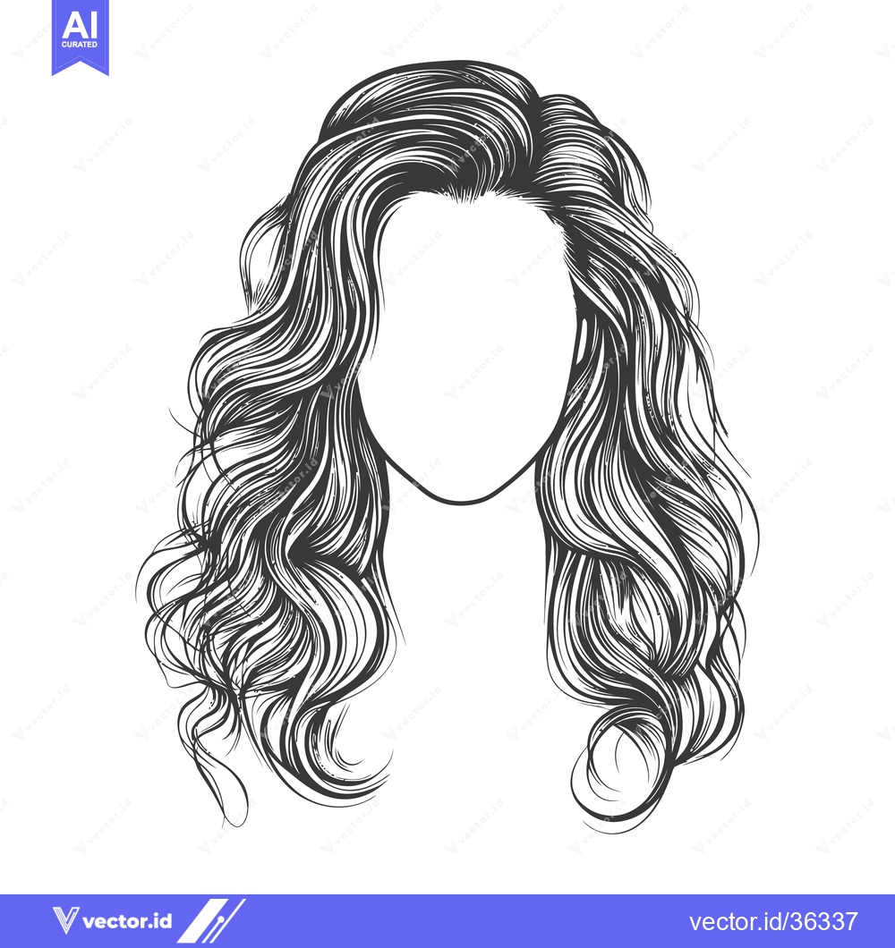 Premium Vector dari Illustration depicting long wavy hair style on a blank face