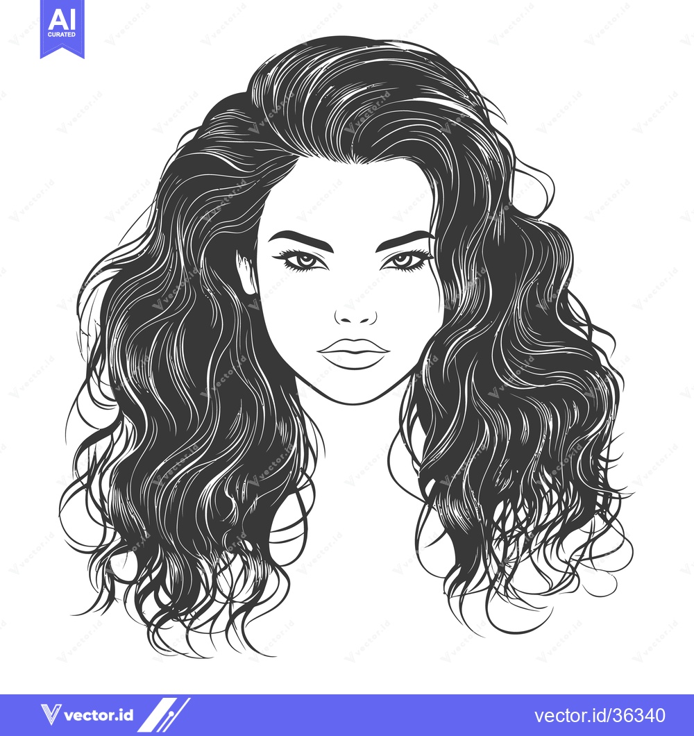 Premium Vector of A beautiful woman with flowing long wavy dark hair