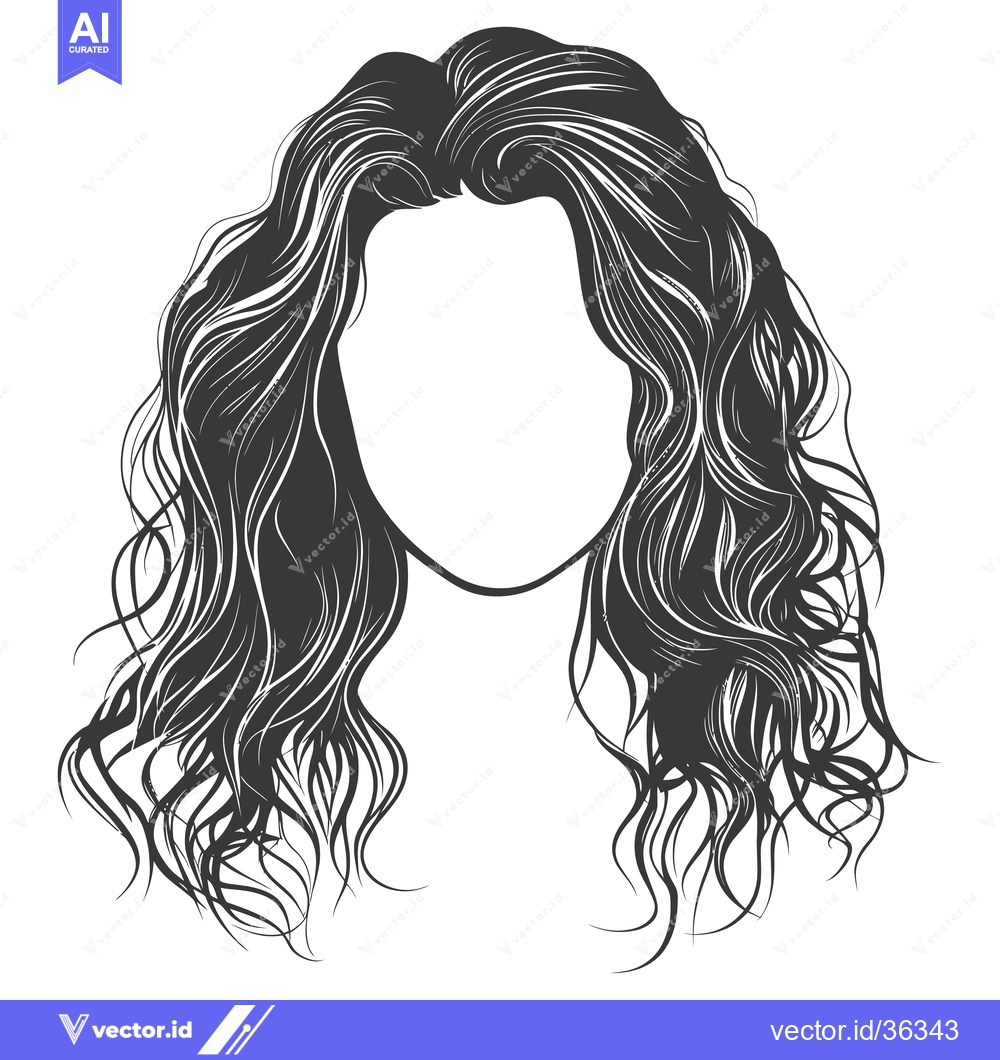 Premium Vector dari An illustration depicts detailed wavy hair around a blank face shape