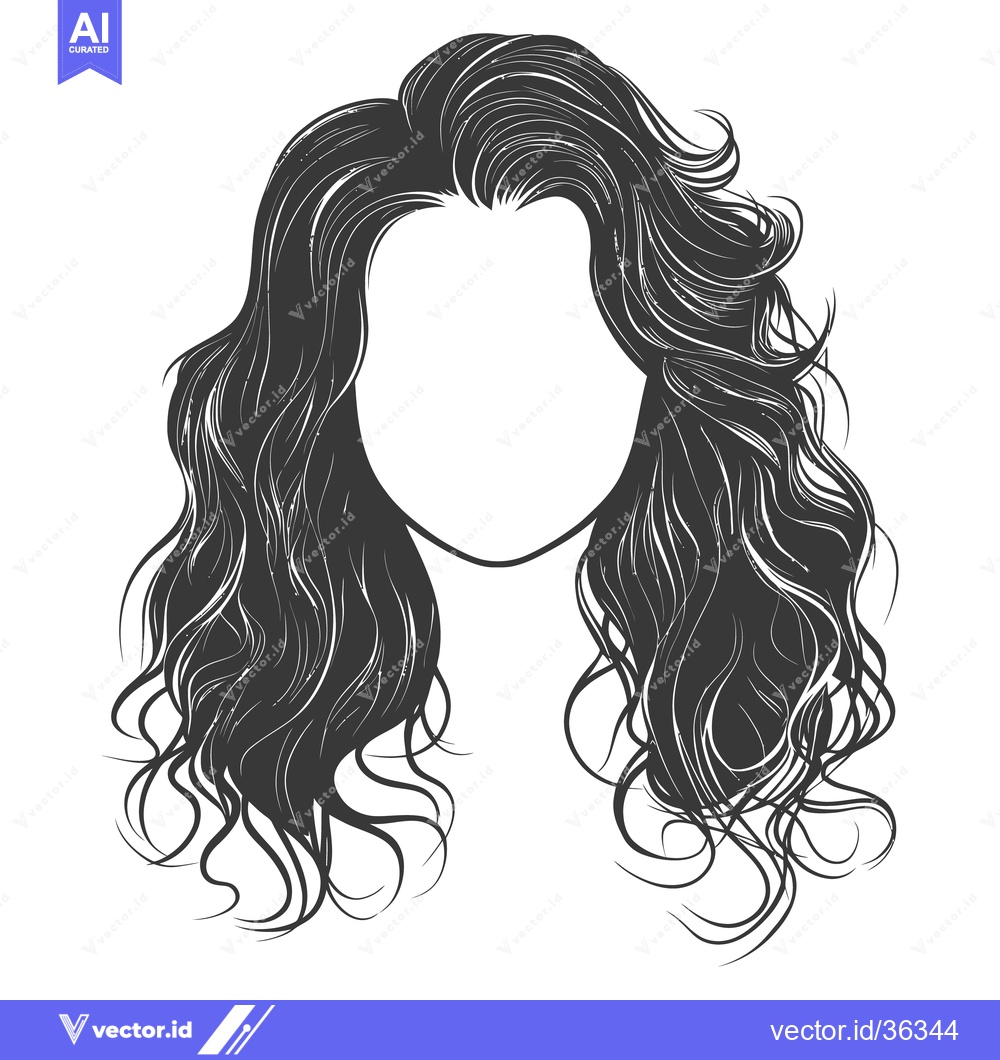 Premium Vector dari An artistic depiction of wavy long hair with no face included