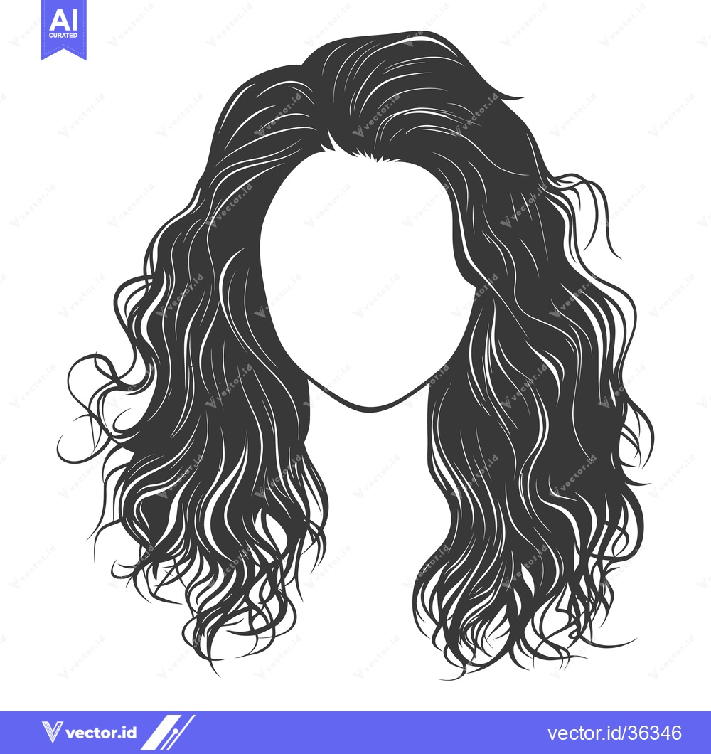 Premium Vector of A graphic depiction of a woman with flowing curly hair