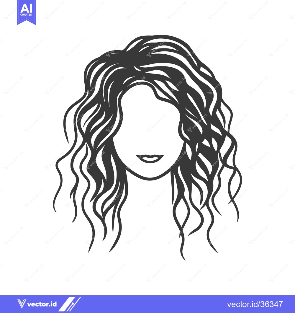 Premium Vector of A drawing portraying a woman with long wavy styled hair