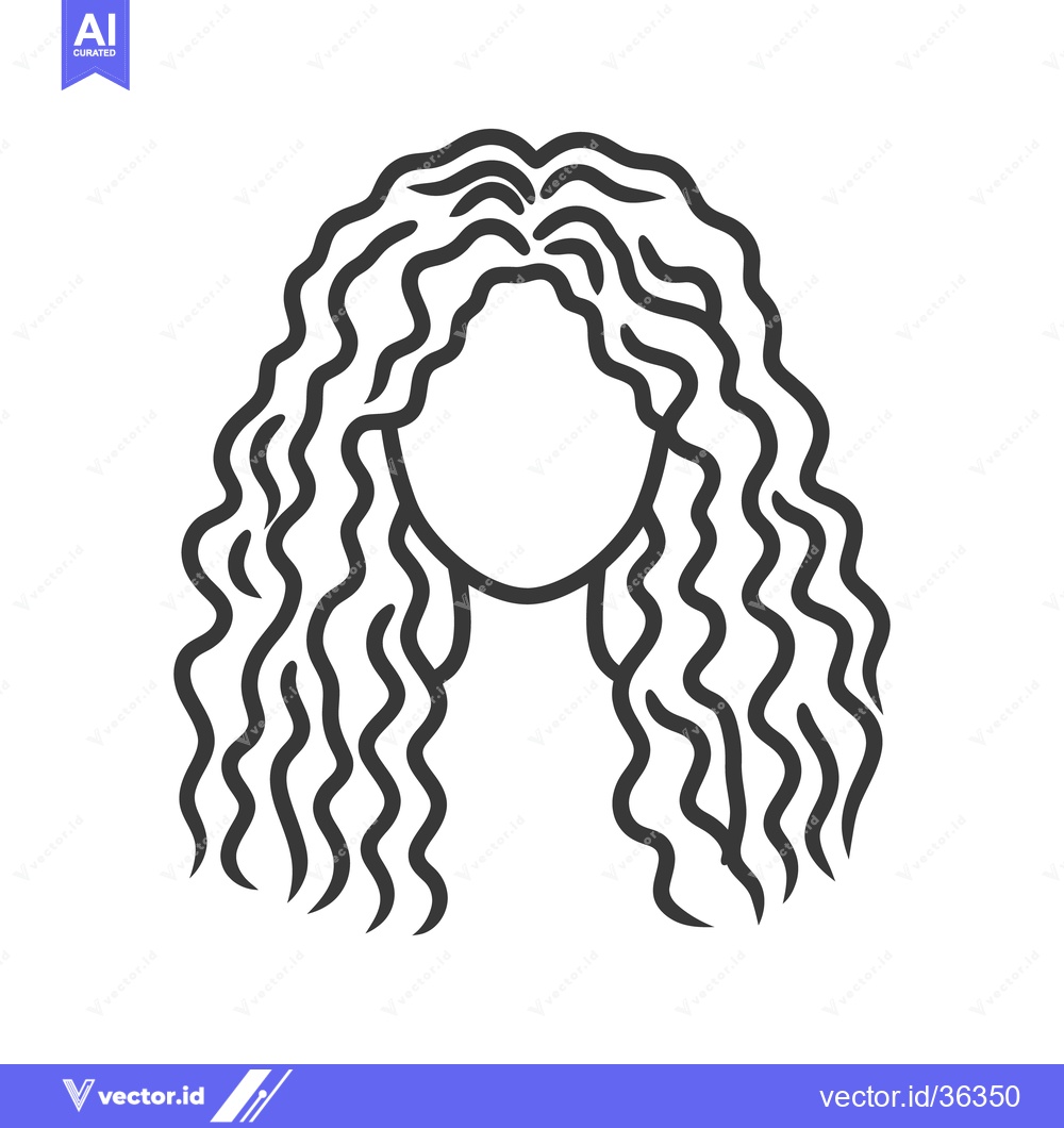 Premium Vector of Simple vector illustration depicts curly hair flowing around a face