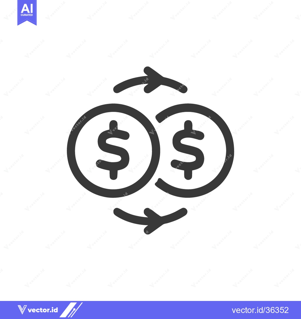 Premium Vector dari Money Exchange Icon: Two Coins with Circular Arrows, Finance Concept