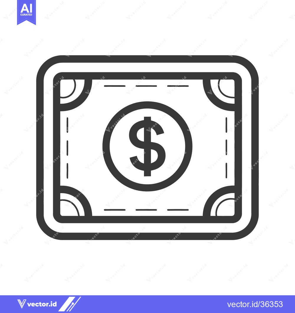 Premium Vector dari Simplified image of a rectangular banknote showing a dollar symbol