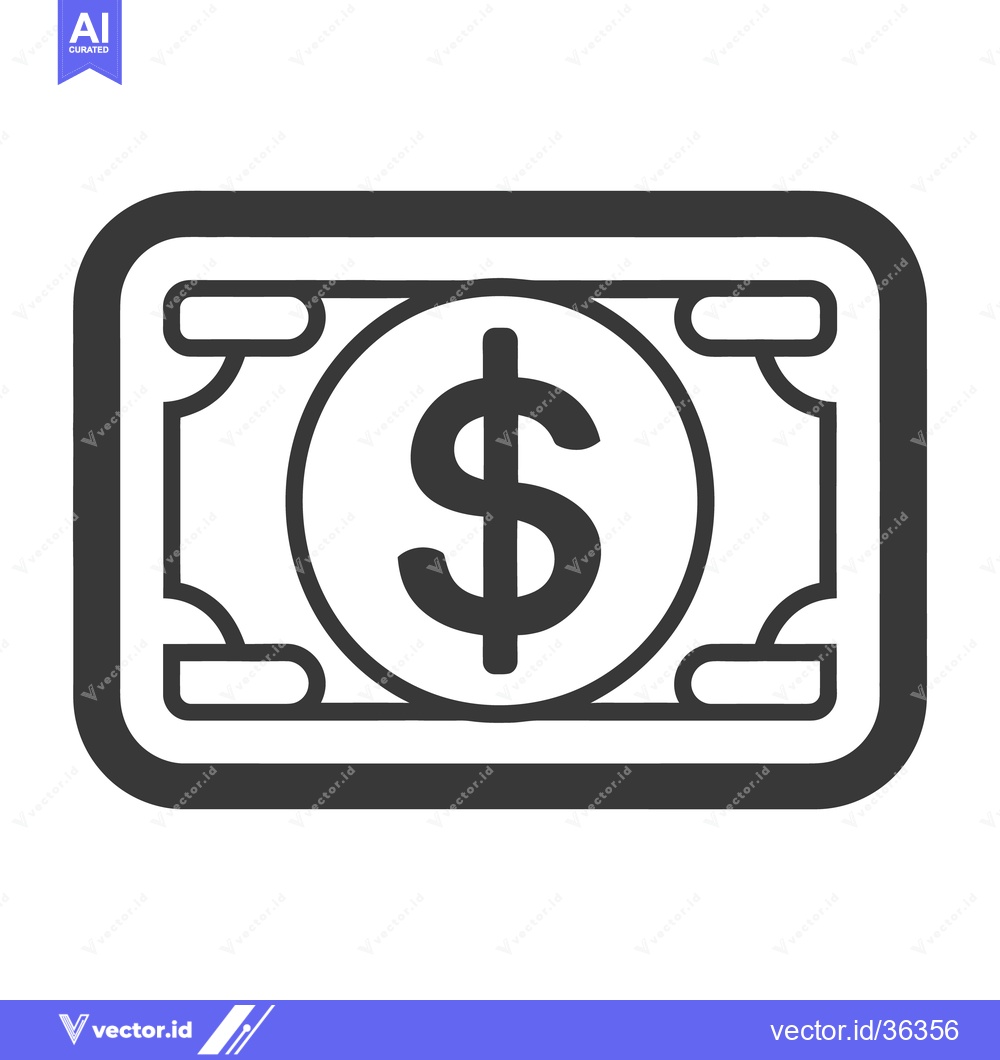 Premium Vector of Simple black and white illustration of a dollar bill icon