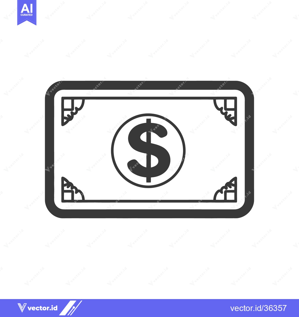 Premium Vector of A grayscale illustration of a single dollar bill