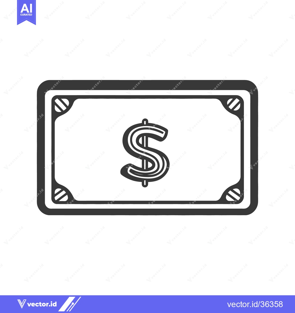 Premium Vector dari Simplified monochrome image representation of a dollar currency bill