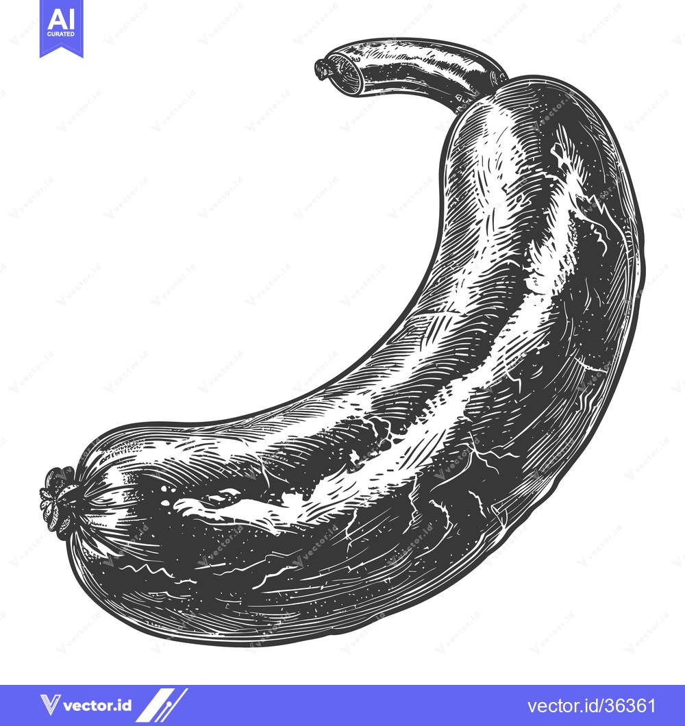 Premium Vector of A Detailed Engraving of a Single Zucchini