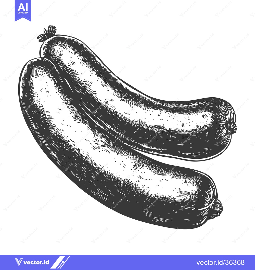 Premium Vector of Two Delicious Sausages Ready For Grilling