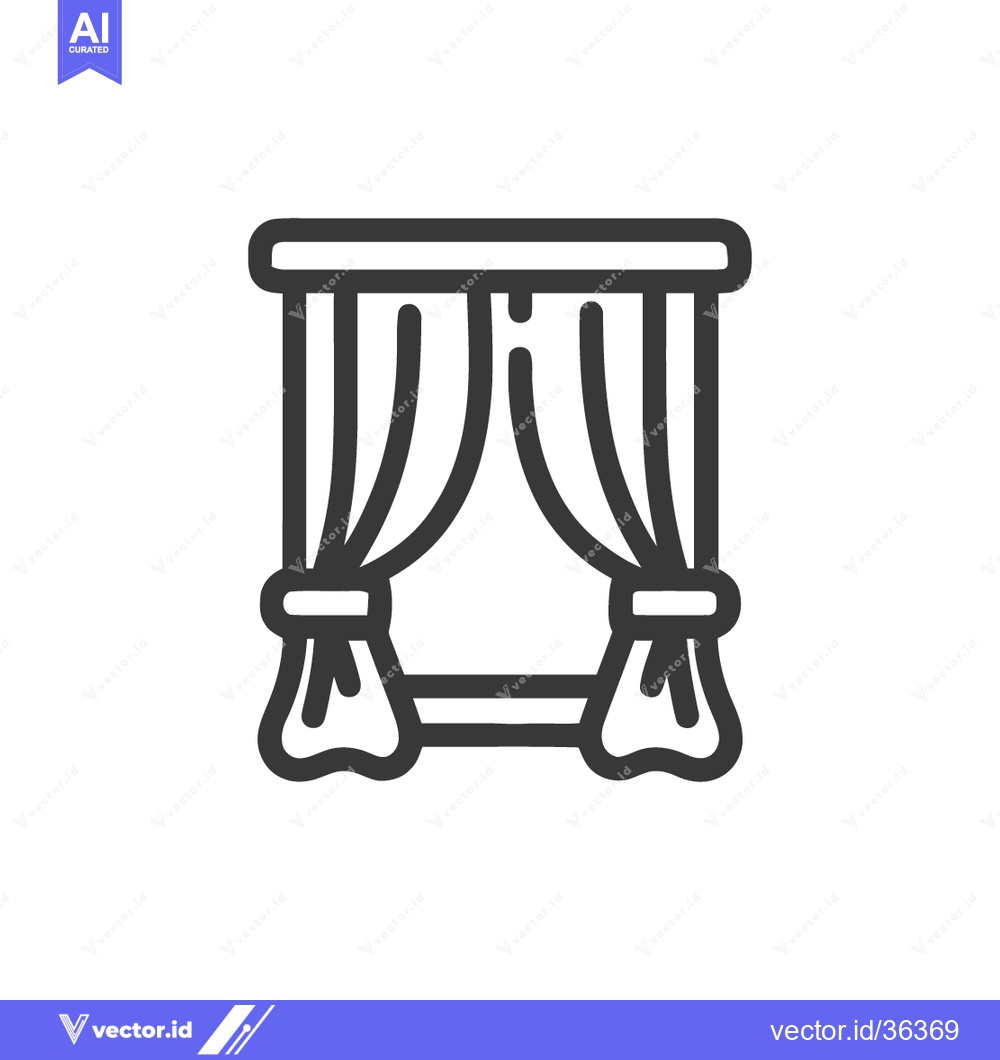 Premium Vector dari Elegant Window Curtains Icon: Minimalist Design for Interior Decor