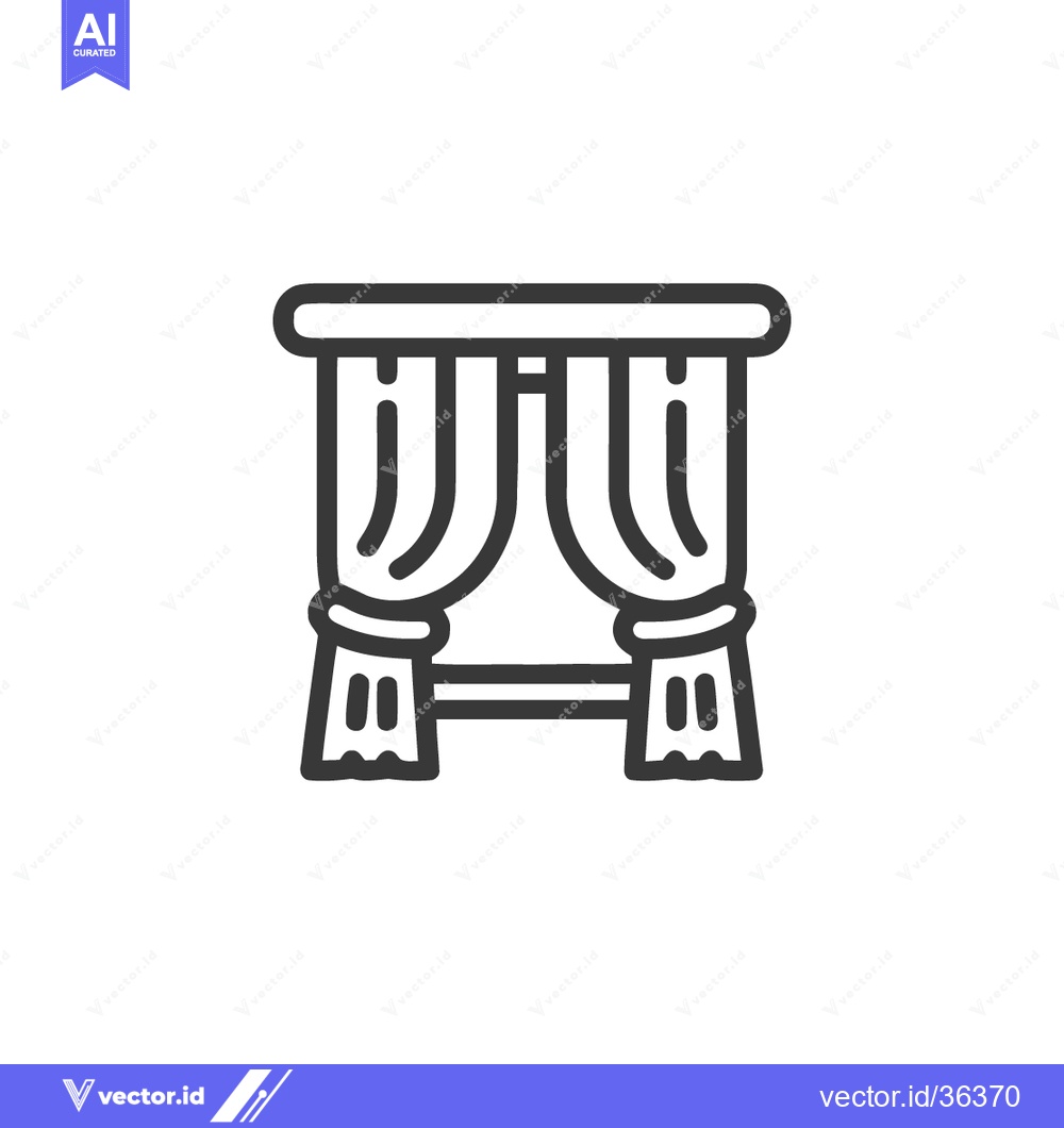 Premium Vector of Elegant Window Curtains Icon: Minimalist Line Art Design
