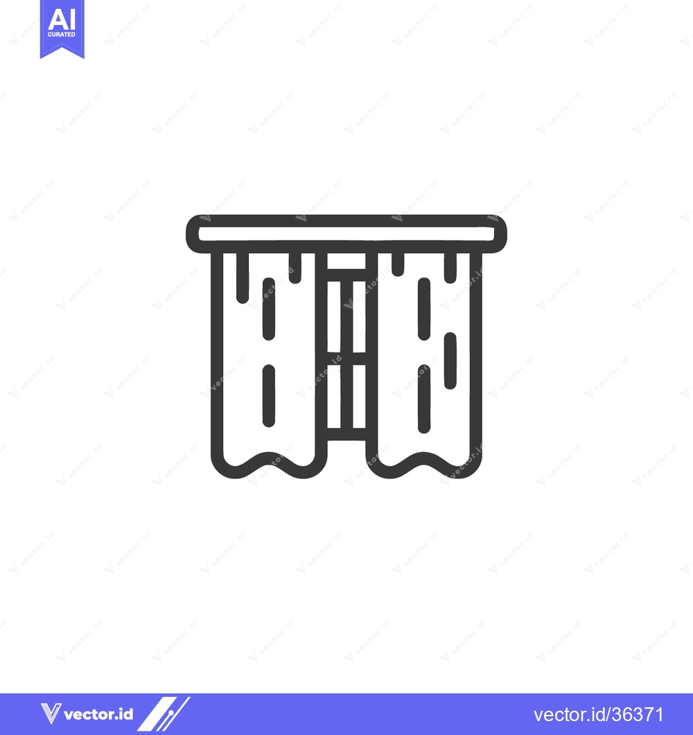 Premium Vector of Minimalist Curtain Icon: Simple Line Art for Interior Design Element