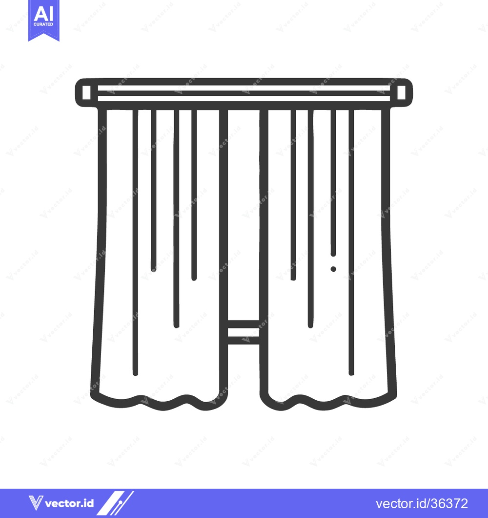 Premium Vector dari Minimalist Curtain Icon: Simple Black Outline on White Background
