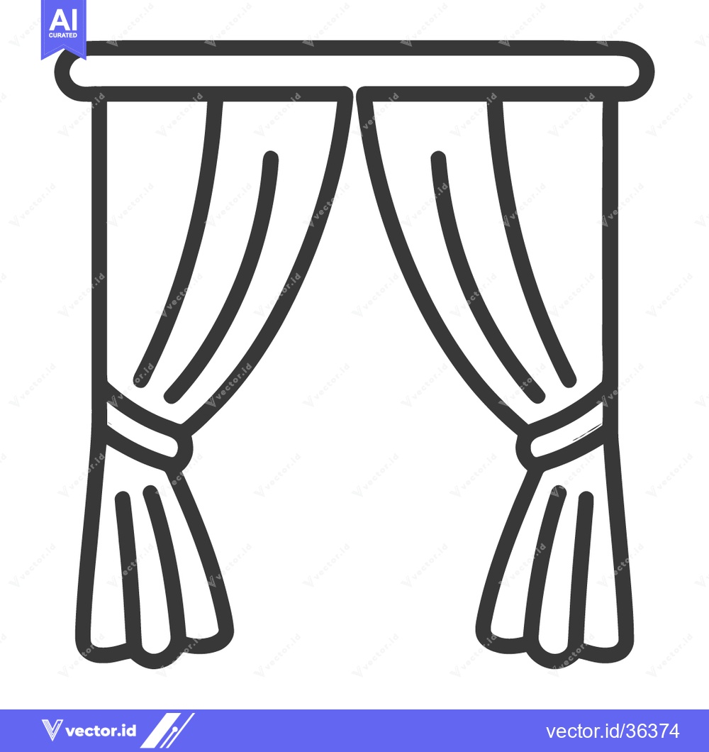 Premium Vector dari Elegant Curtains Outline: Minimalist Design for Interior Decor