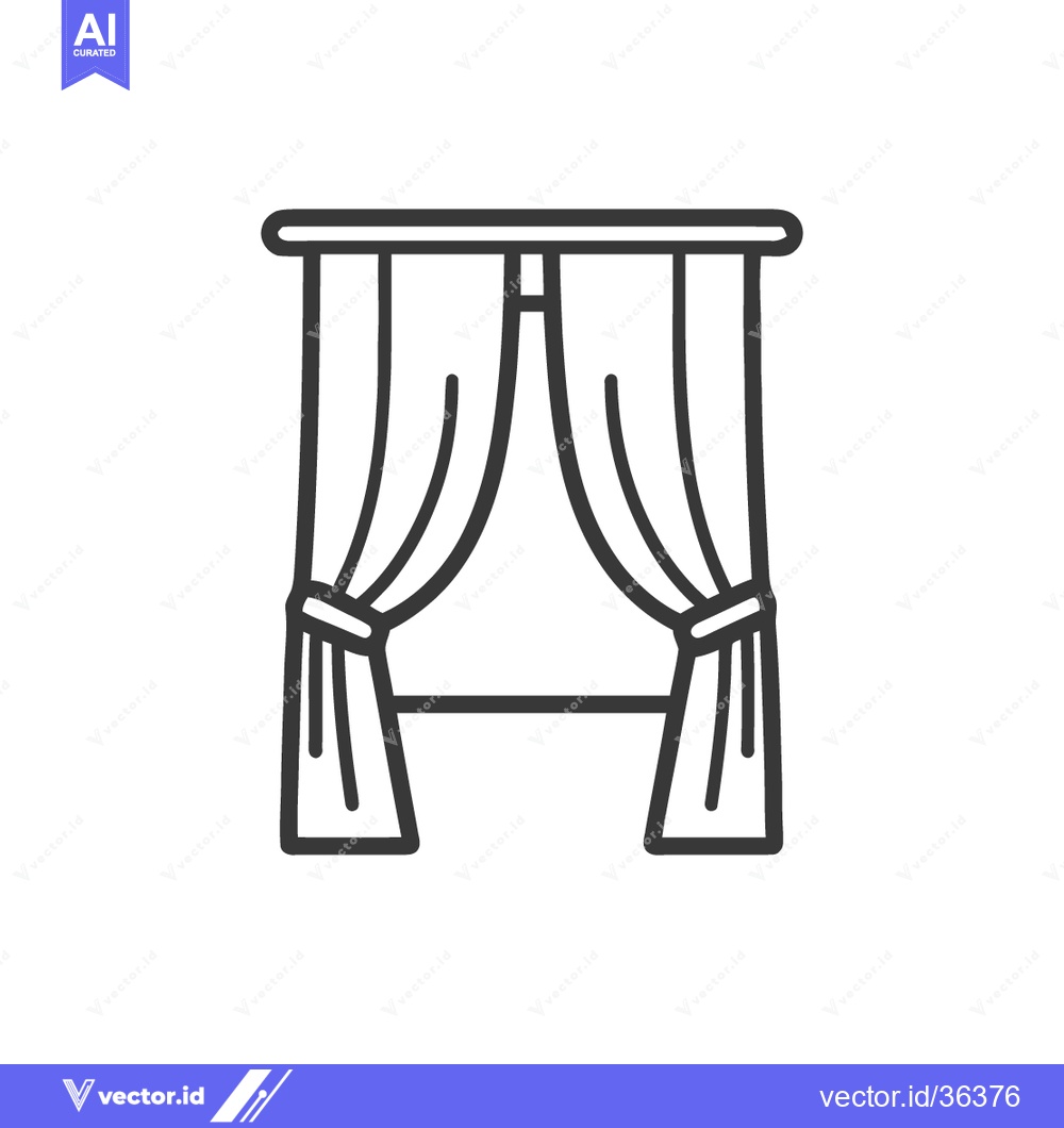 Premium Vector dari Minimalist Window Curtains Icon: Elegant Home Decor Element in Black a