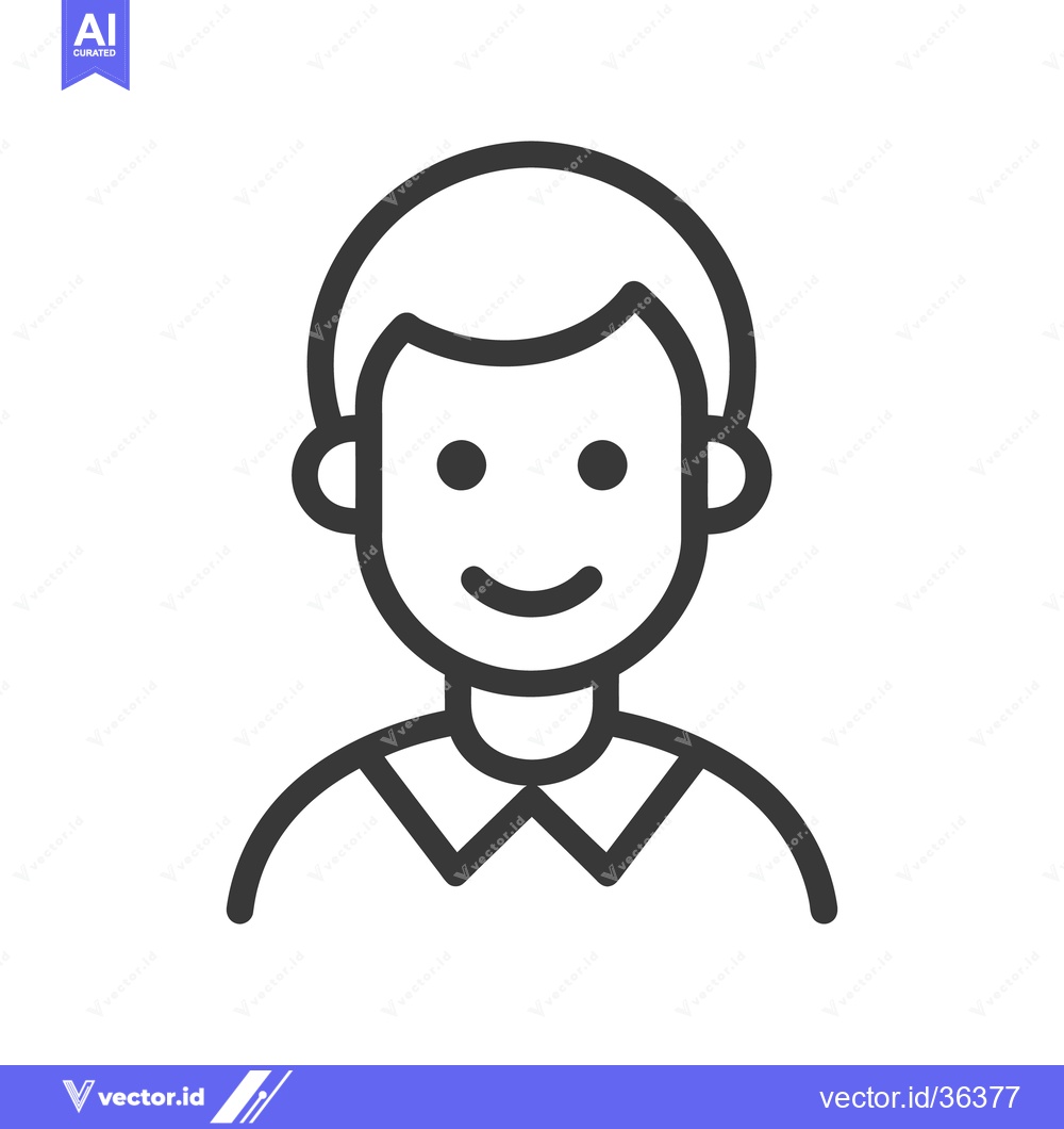 Premium Vector dari A simple line drawing depicting a smiling person with short hair