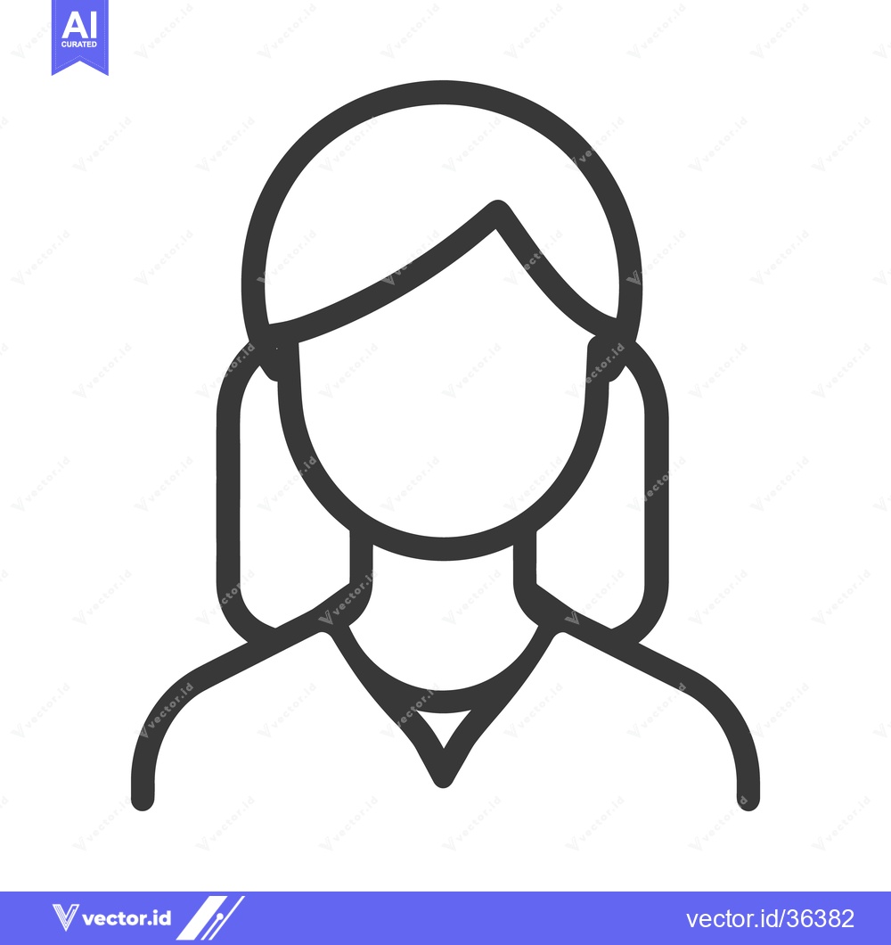 Premium Vector dari A simple line art representation of a female avatar