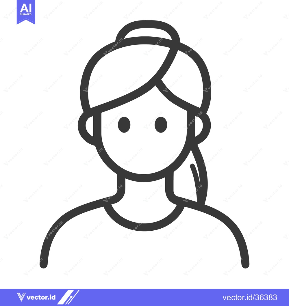Premium Vector dari A simple line drawing depicting a woman with her hair up