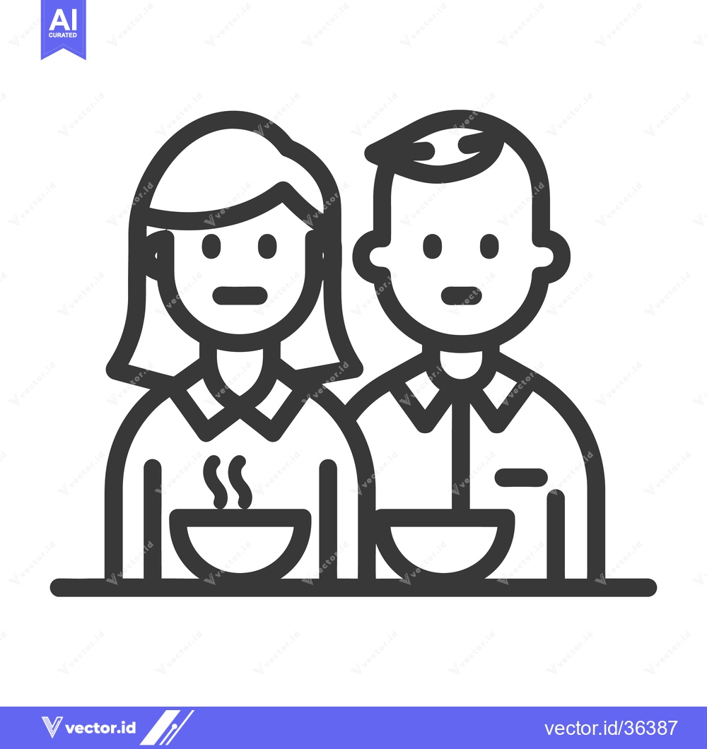 Premium Vector dari Two people are shown with bowls in this simple illustration