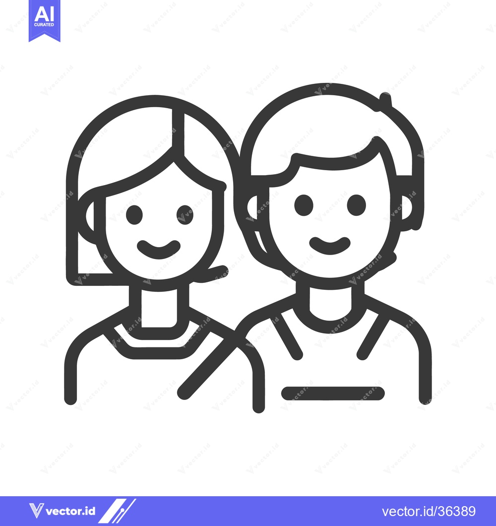 Premium Vector dari A simple graphic image depicting two smiling individuals close togethe