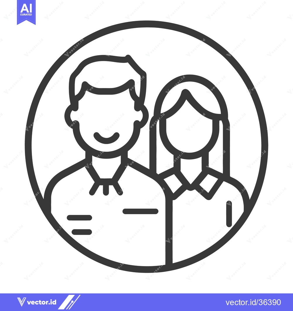 Premium Vector dari A smiling man and woman within a circular black frame