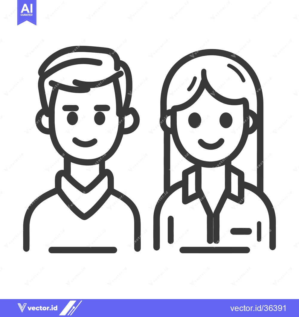 Premium Vector dari A male and female person portrait illustration of line art icons