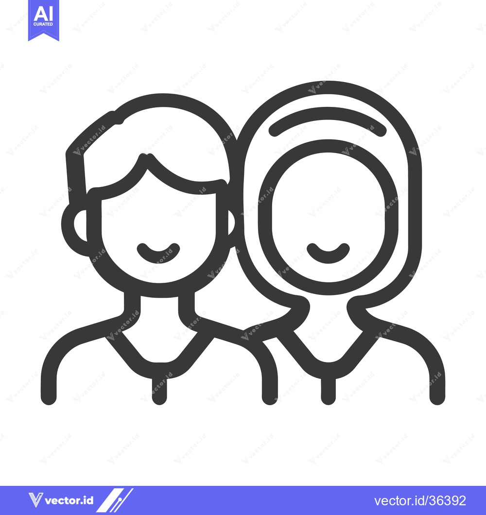 Premium Vector dari A black line drawing depicting two smiling people together