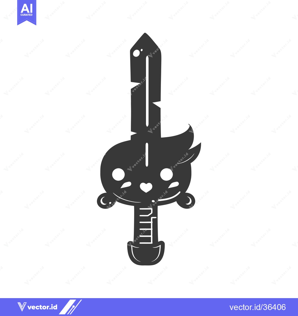 Premium Vector of Cute Cartoon Character Holding a Sword