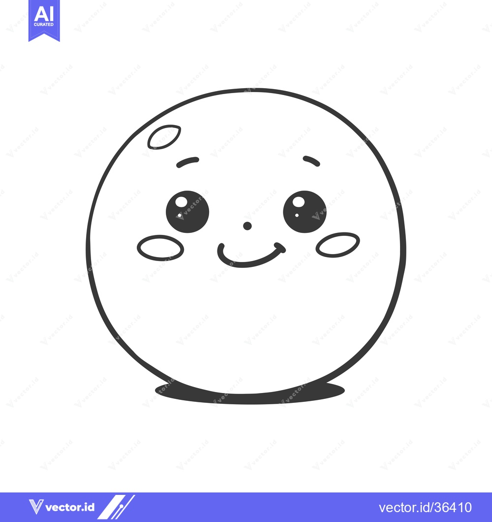 Premium Vector dari Cute Cartoon Circle with Happy Face and Big Eyes