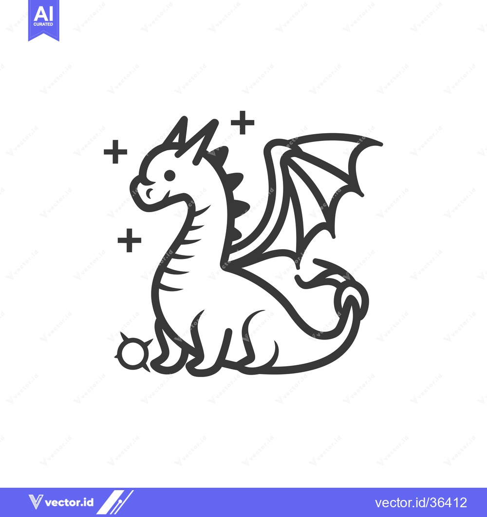 Premium Vector dari Cute Cartoon Dragon with Spiked Tail and Wings