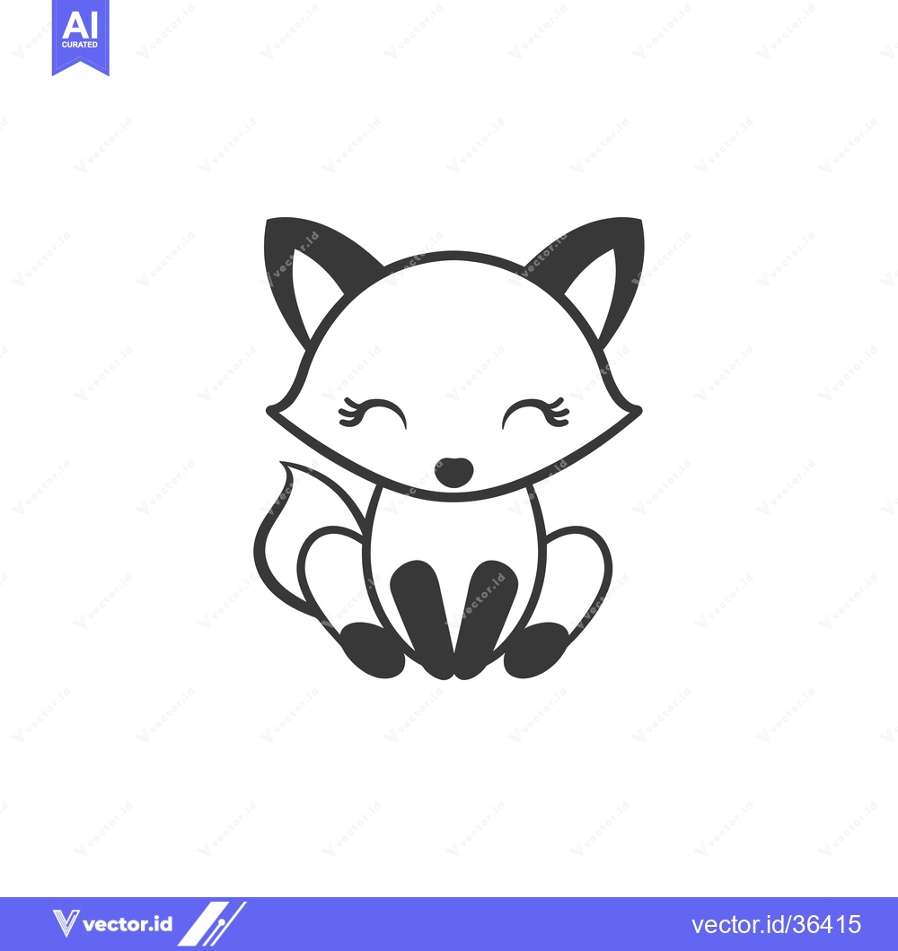 Premium Vector dari Cute Cartoon Fox with Closed Eyes Sitting Down