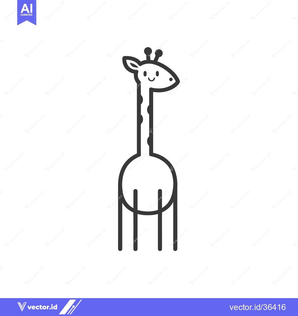 Premium Vector dari Cute Cartoon Giraffe with Long Neck and Spots
