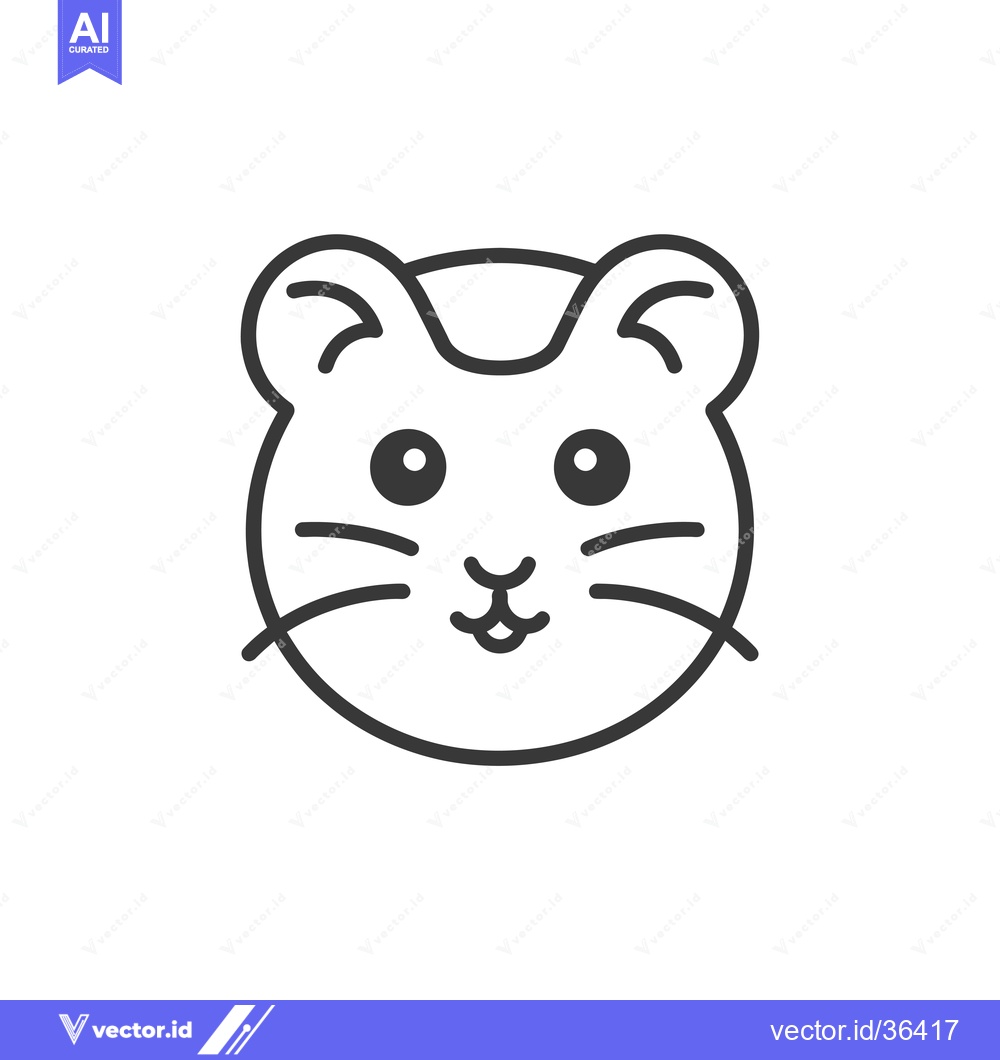 Premium Vector dari Cute Cartoon Hamster Face with Large Eyes and Whiskers