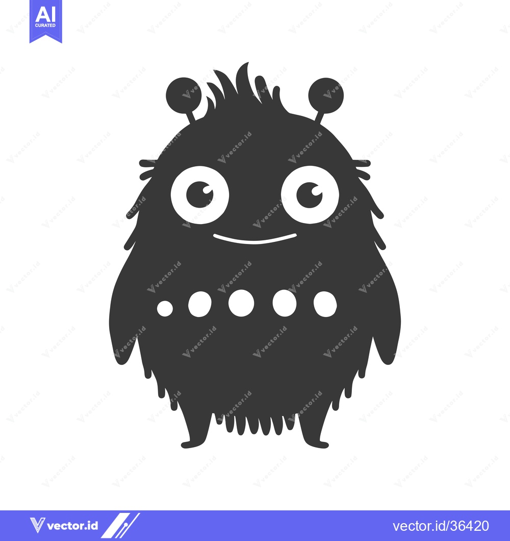 Premium Vector of Cute Cartoon Monster with Big Eyes and Smiling Face