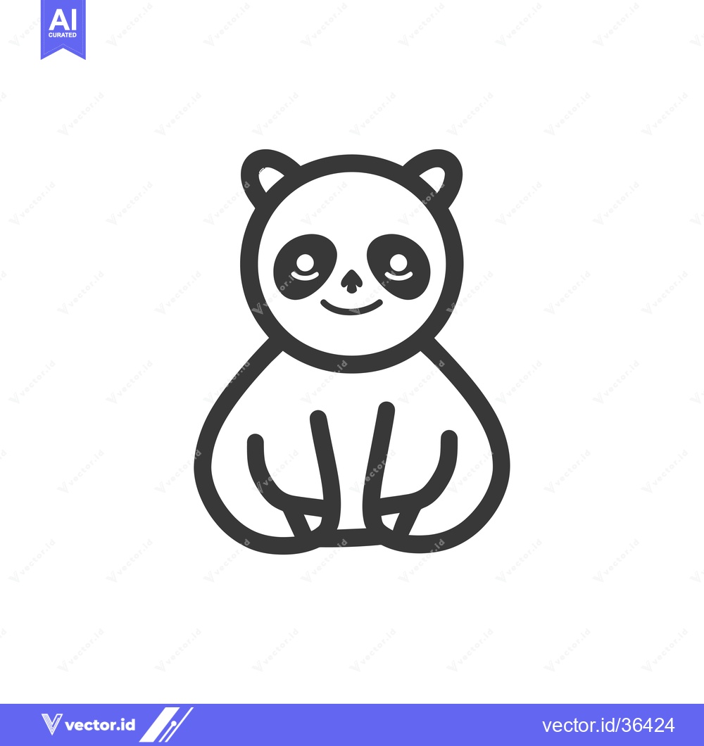 Premium Vector of Cute Cartoon Panda Bear with Big Eyes