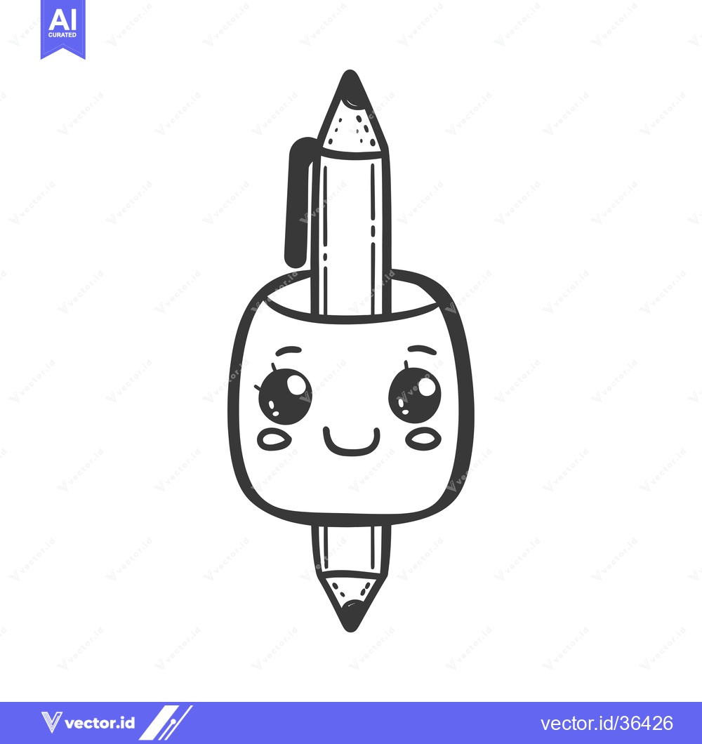 Premium Vector of Cute Cartoon Pencil With Smiling Face