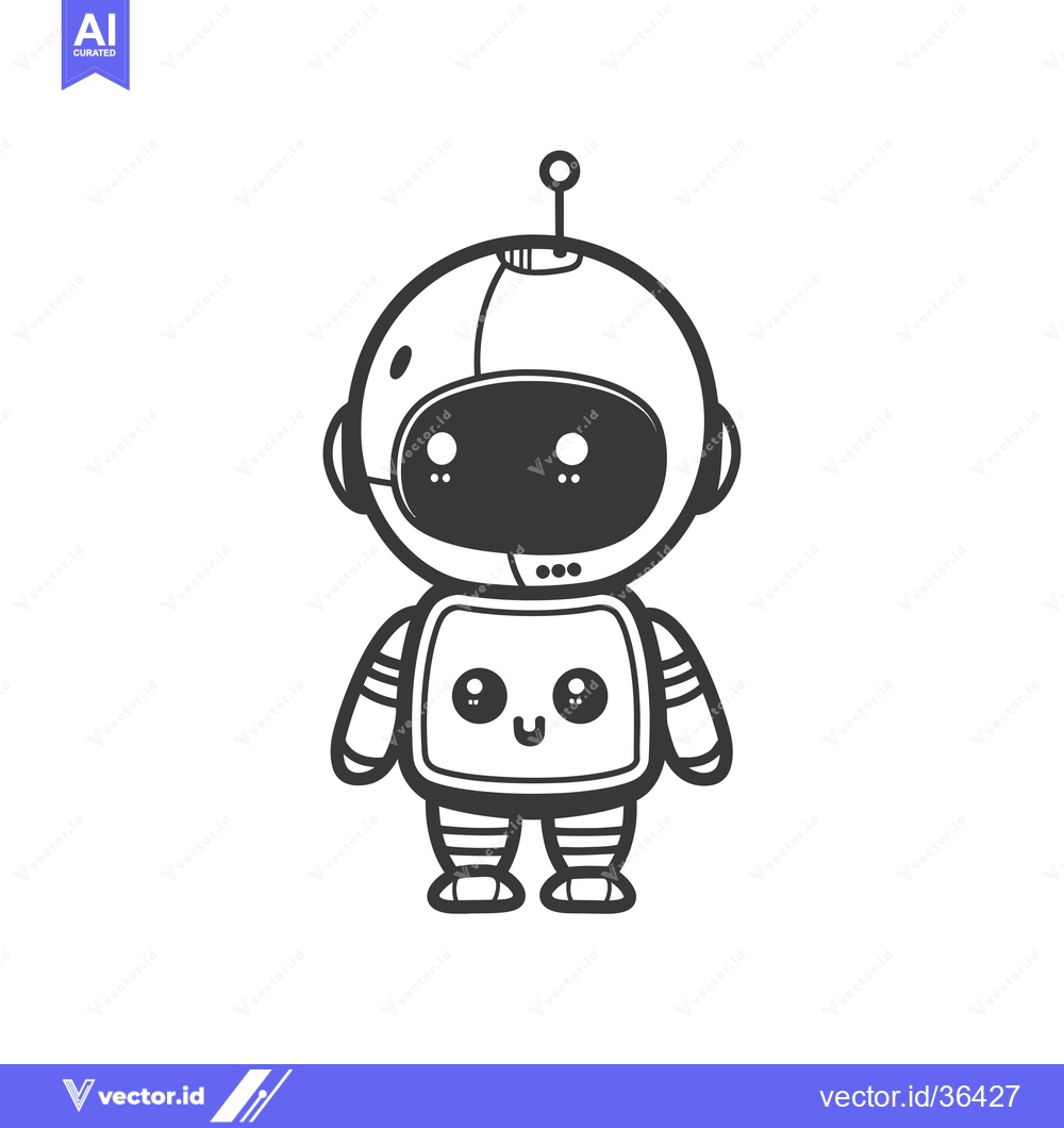 Premium Vector dari Cute Cartoon Robot with Antenna and Big Eyes