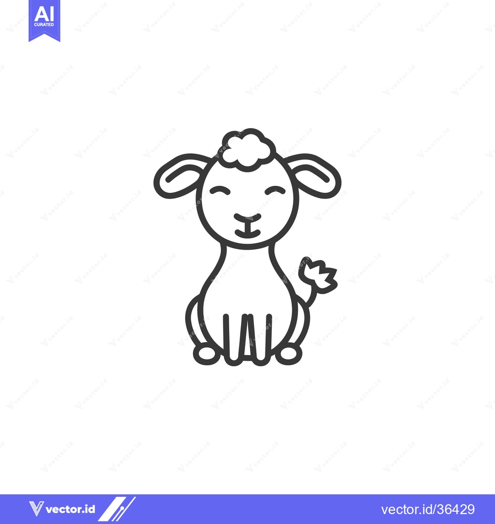 Premium Vector dari Cute Cartoon Sheep Sitting With a Smile
