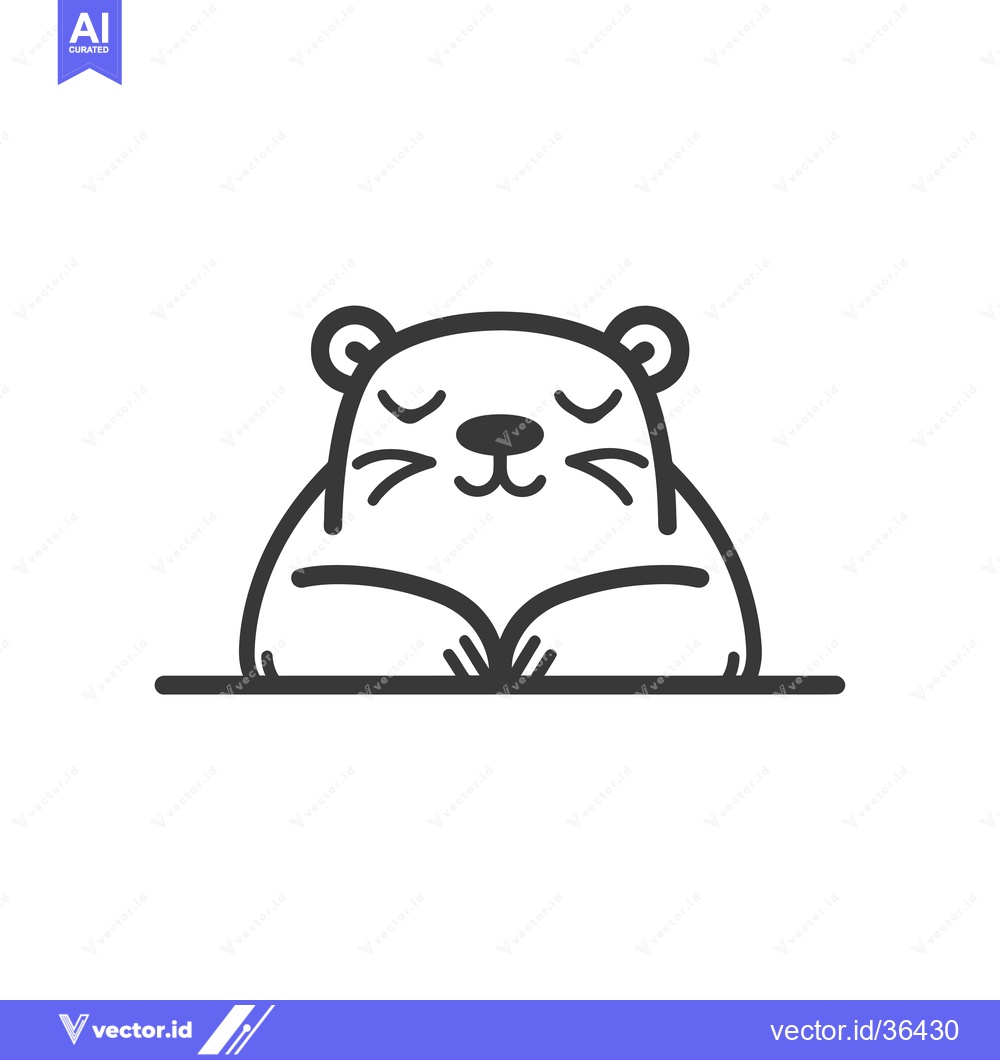 Premium Vector of Cute Cartoon  Sleeping Groundhog  With Closed Eyes and Paws Folded in