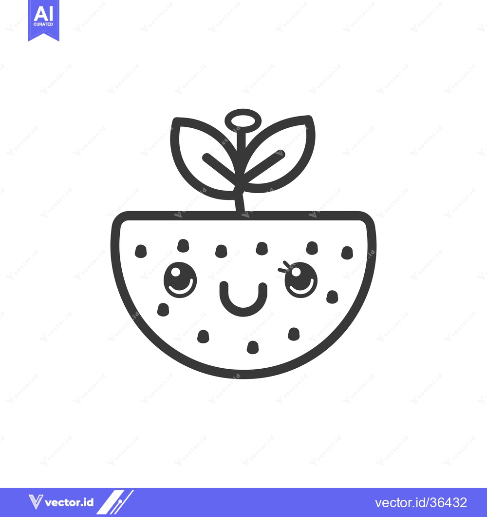Premium Vector dari Cute Cartoon Watermelon with a Sprout Growing on Top