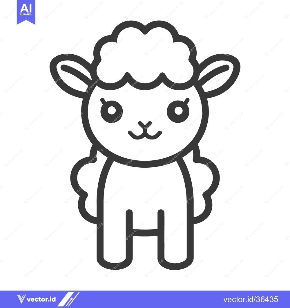 Premium Vector dari A simplified line art illustration of a cute standing lamb
