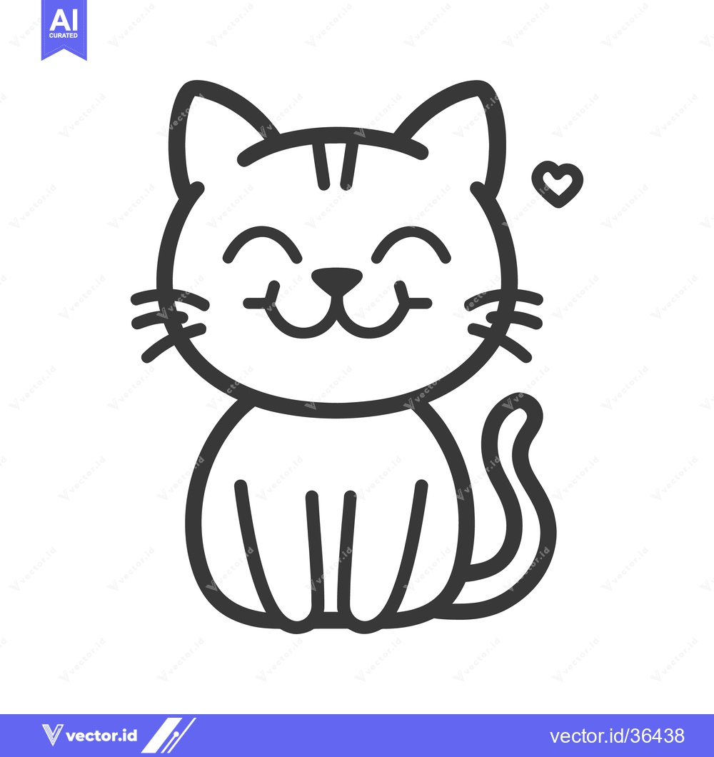 Premium Vector dari An adorable smiling cat illustration with a heart above its head