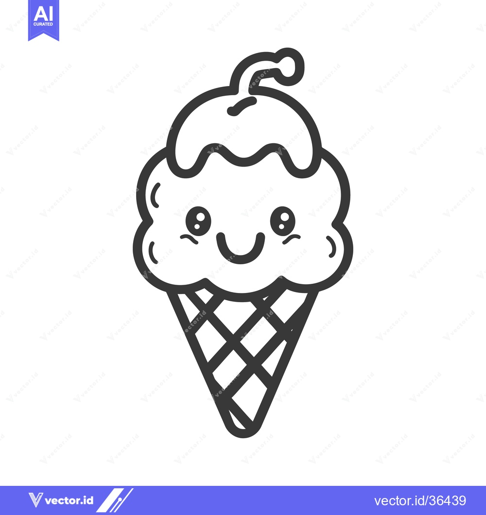 Premium Vector dari A smiling ice cream cone with a cute happy cartoon appearance