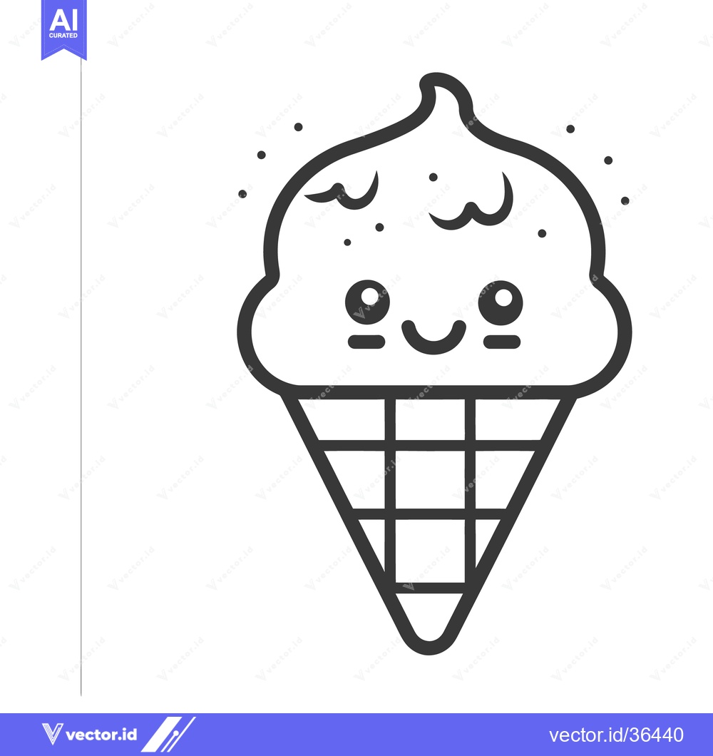 Premium Vector of A smiling ice cream cone with a textured soft serve top