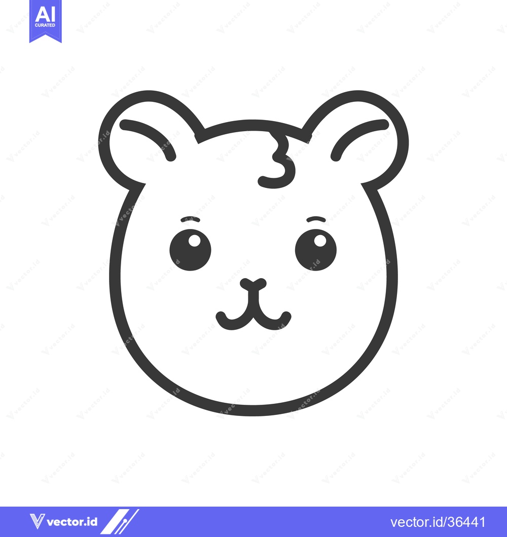 Premium Vector dari A simple black and white line drawing of a bear face