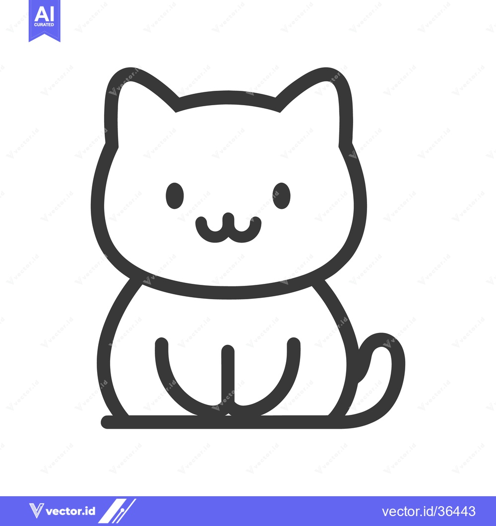 Premium Vector dari A simple black and white illustration of a small sitting cat