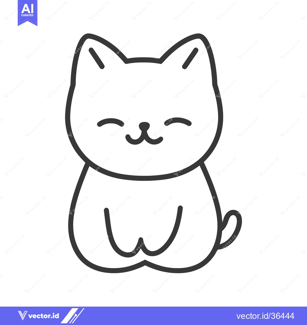 Premium Vector dari An adorable cartoon cat sitting and smiling in simplistic illustration
